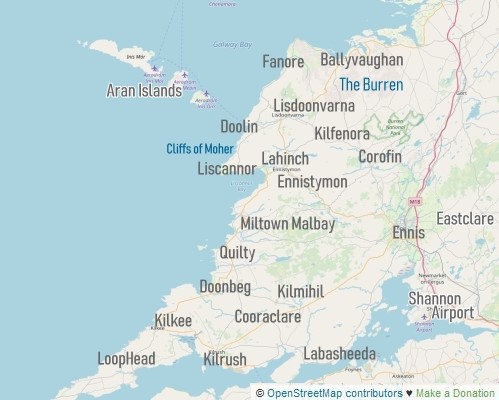 Map Of County Clare Places To Stay